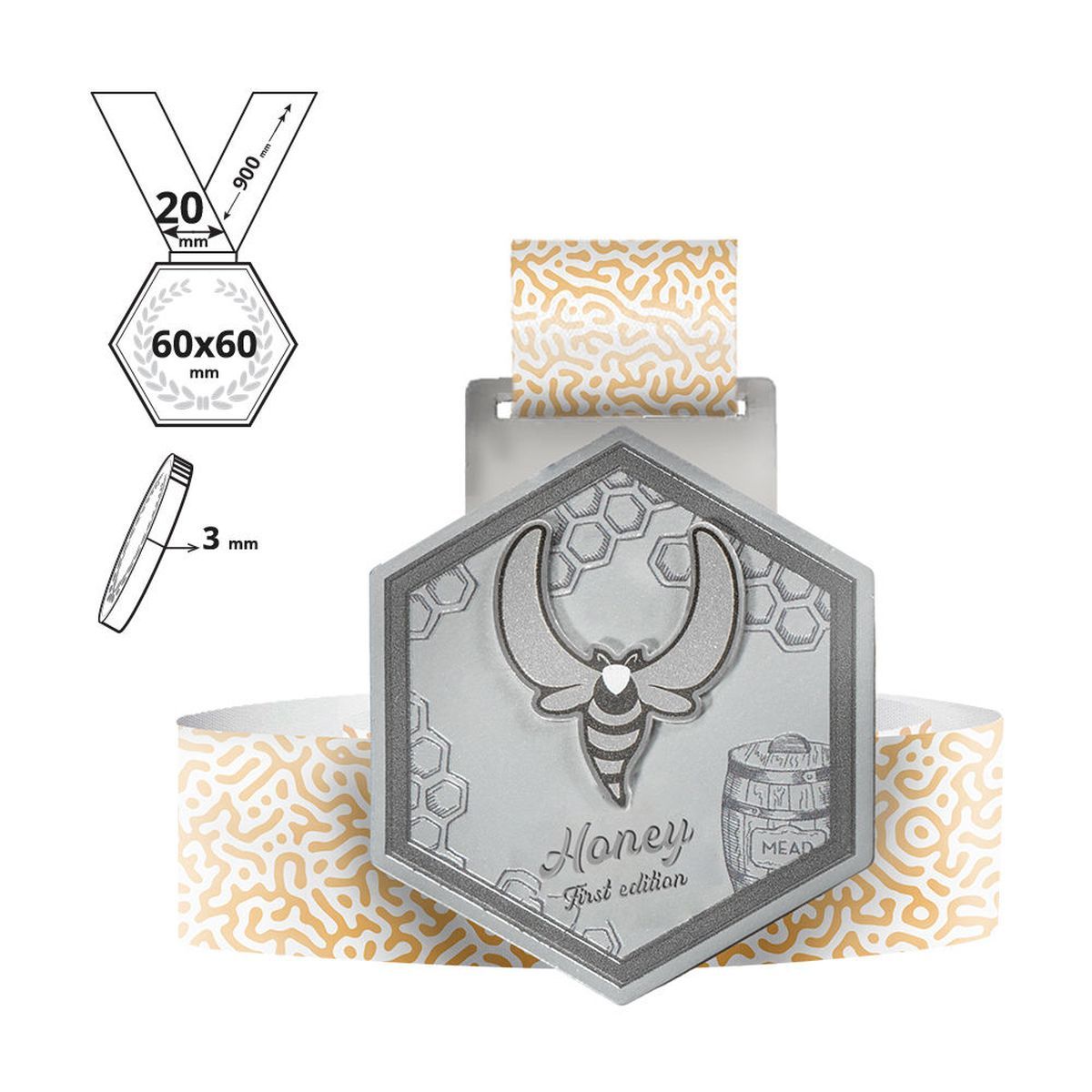 KIPRUTO - zinc alloy medal 3mm, 60x60 mm | GL704030C