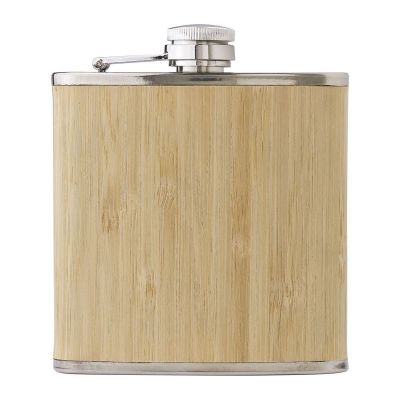 HAYDEN - Stainless steel and bamboo hip flask 