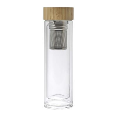 VICENTE - Bamboo and glass double walled bottle 