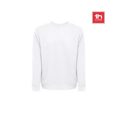 THC COLOMBO WH - Unisex sweatshirt in Italian with ribbed collar, cuffs and waistband. White