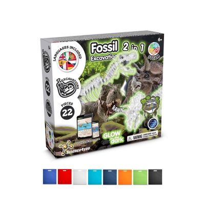 2 IN 1 FOSSIL EXCAVATION KIT IV - Educational game supplied with a non-woven gift bag (80 g/m²)