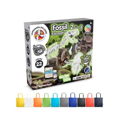 2 IN 1 FOSSIL EXCAVATION KIT V - Educational game supplied with a 190T folding gift bag