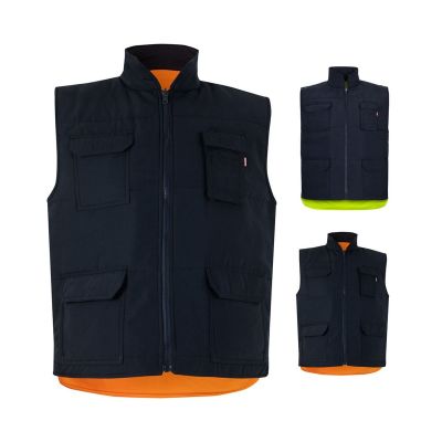 VL DIANA - Padded vest (220g/m²), reversible and multi-pocket, in polyester (100%), with zip fastening and reversible puller