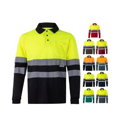 VL VULCAN - Two-tone bird-eye polo shirt (160g/m²) with long sleeves, in polyester (100%)