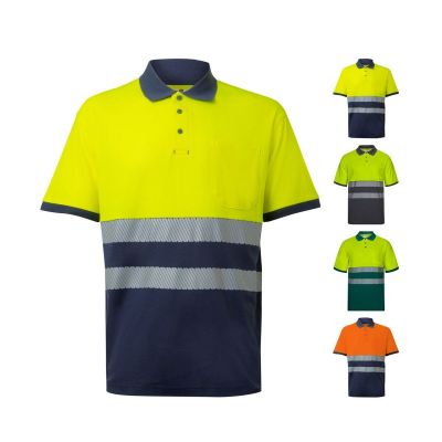 VL ACHELOUS - Two-tone piqué polo shirt (150g/m²) with short sleeves, in cotton (55%) and polyester (45%)