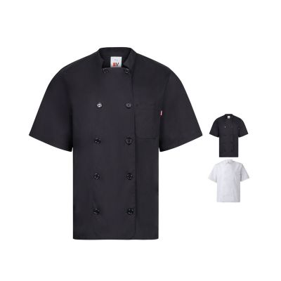 VL DURGA - Short-sleeved poplin (110g/m²) kitchen jacket in cotton (35%) and polyester (65%)