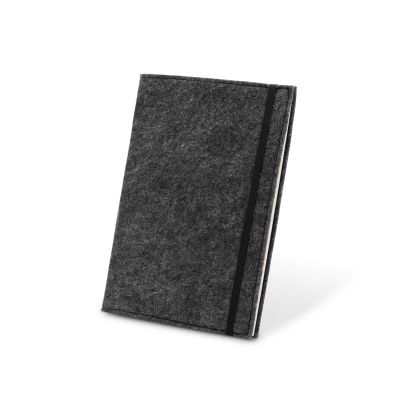 BALDWIN - A5 notepad with recycled felt cover (100% rPET) and lined pages in 100% recycled paper