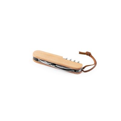 RYKER - Multifunctional bamboo and stainless steel pocket knife with PU handle