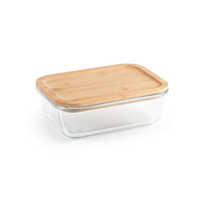 PORTOBELLO - Lunch Box. Hermetic box in borosilicate glass and bamboo lid 1000 mL