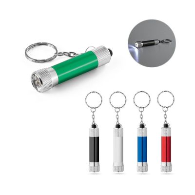 RE-LERGAN - Aluminium keyring (92% recycled) with 3-light LED torch