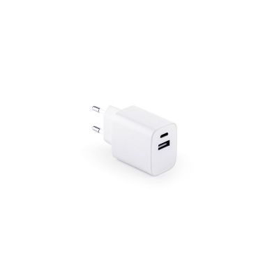 WEGENER - Power adapter with USB-A port 18W and USB-C 20W in recycled ABS (100% rABS)